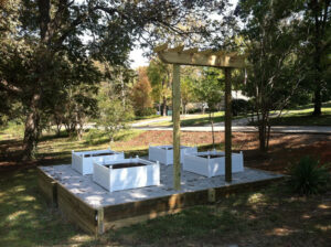 Raised herb bed before the trellis wall was added