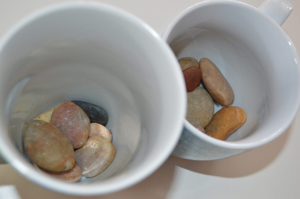 Place rocks in the bottom of the cup to keep the roots out of any water